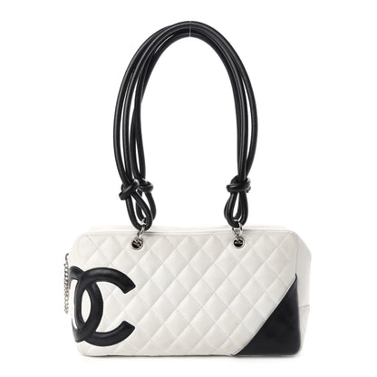 Chanel Calfskin Quilted Large Cambon Bowler White Black 1 of 11
