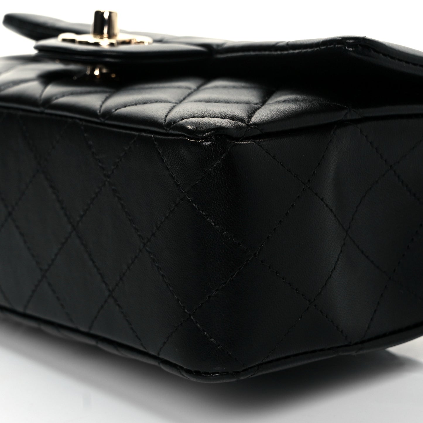 Lambskin Quilted Mini Rectangular Flap Black