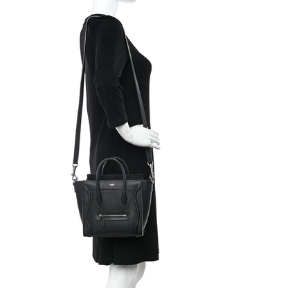 Celine Drummed Calfskin Nano Luggage Black 2 of 12