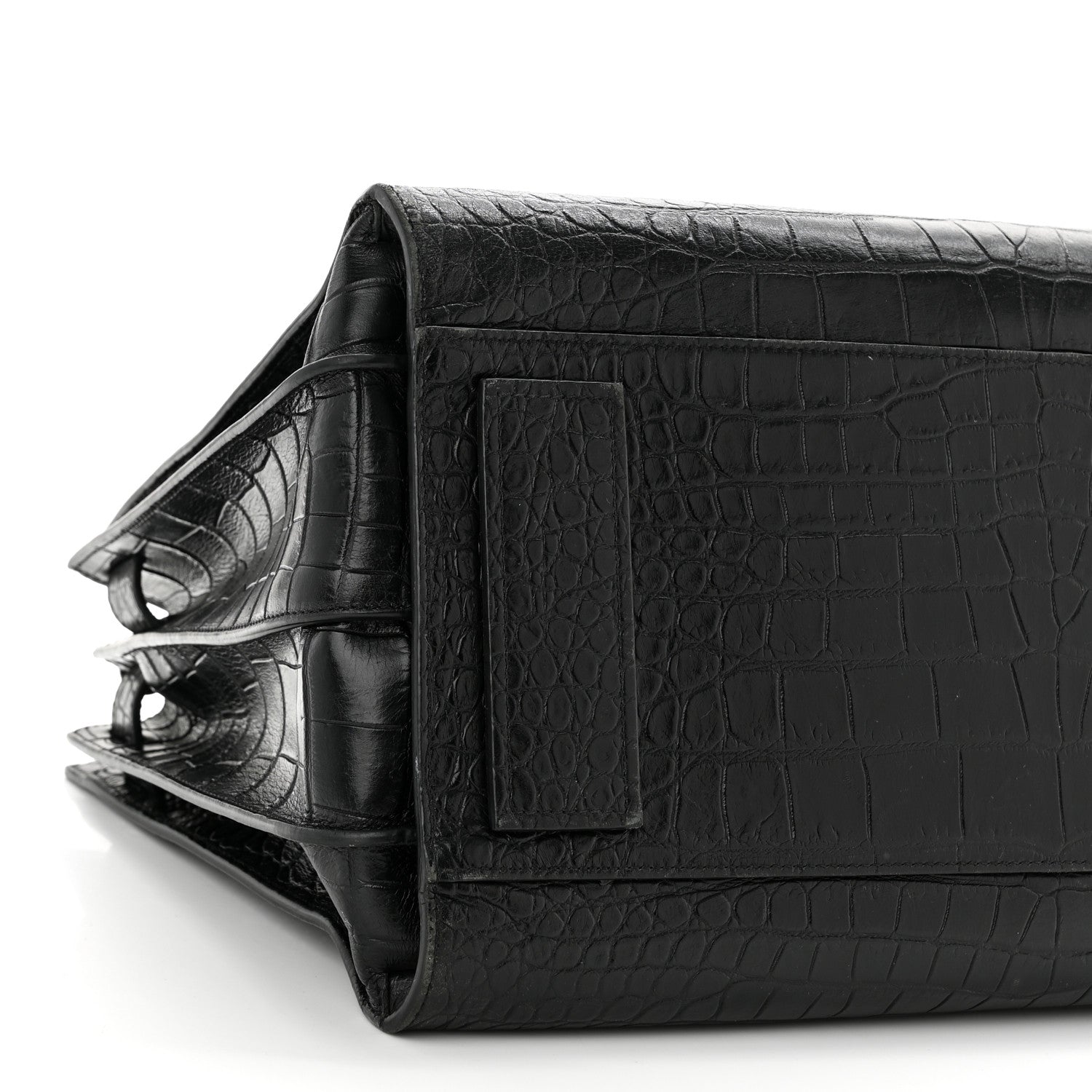 Saint Laurent Calfskin Crocodile Embossed Medium Supple Sac de Jour Black 8 of 11