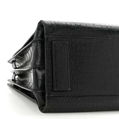 Saint Laurent Calfskin Crocodile Embossed Medium Supple Sac de Jour Black 8 of 11