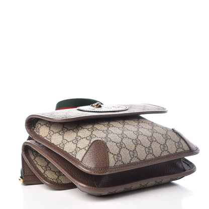 Gucci GG Supreme Monogram Web Small Neo Vintage Double Flap Messenger Bag Beige New Acero 4 of 12