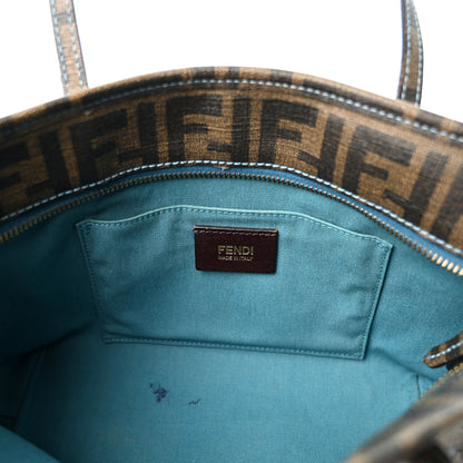 Fendi Zucca Spalmati Vitello FF Mini Roll Tote Tobacco Pavone 5 of 13