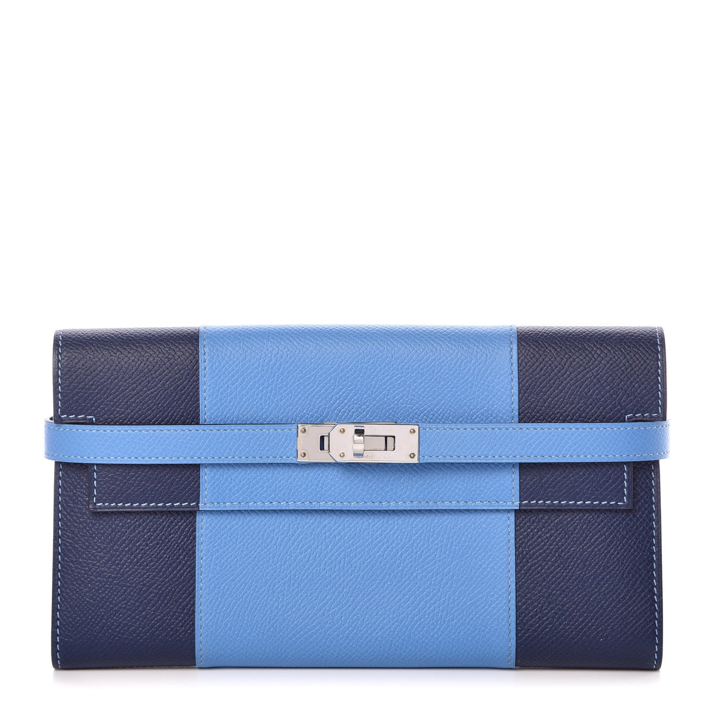 Epsom Kelly Longue Flag Wallet Bleu Paradis Bleu Saphir