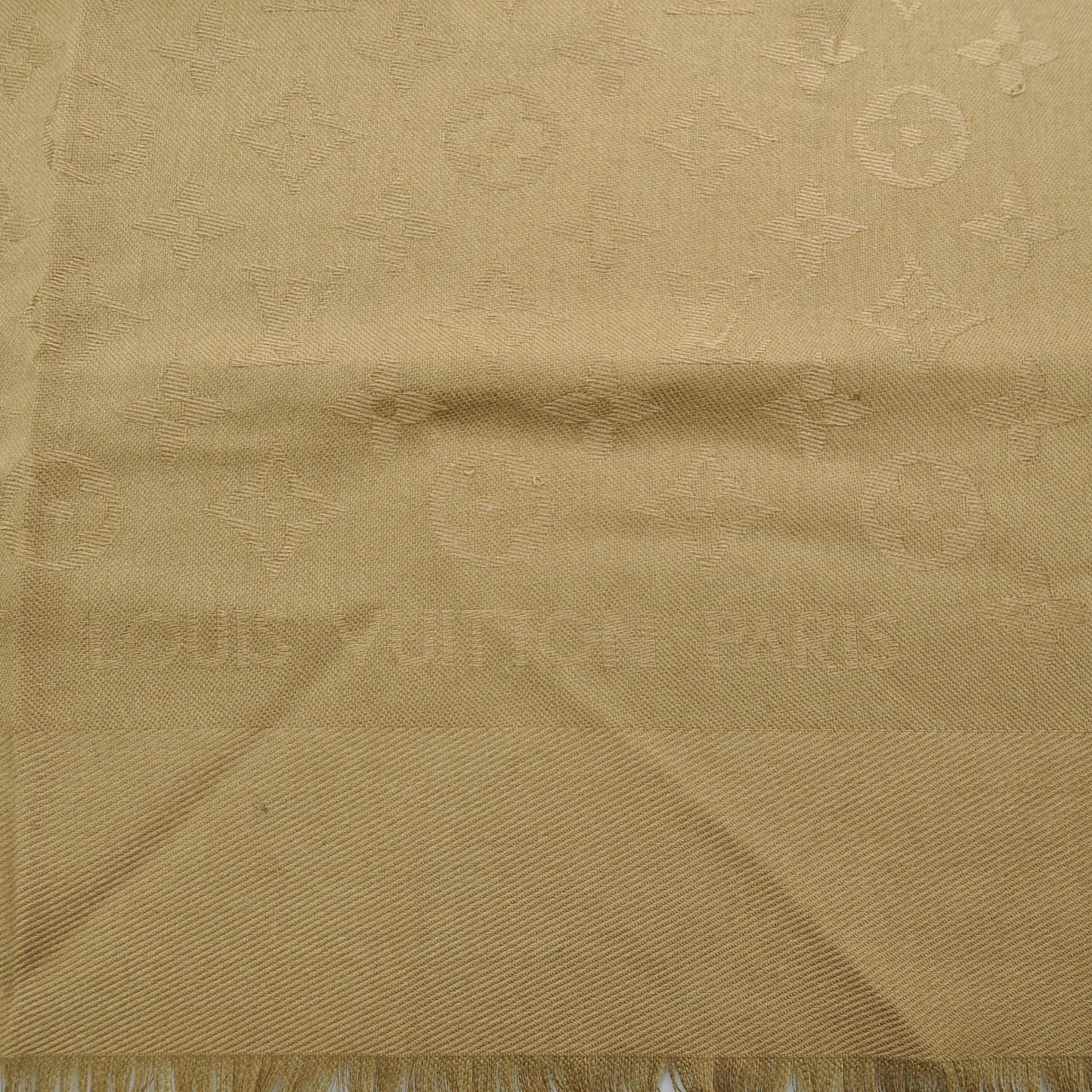 Wool Silk Monogram Shawl Caramel