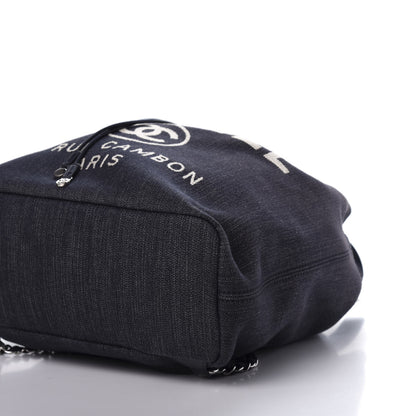 Chanel Denim Large Deauville Backpack Dark Blue 6 of 9