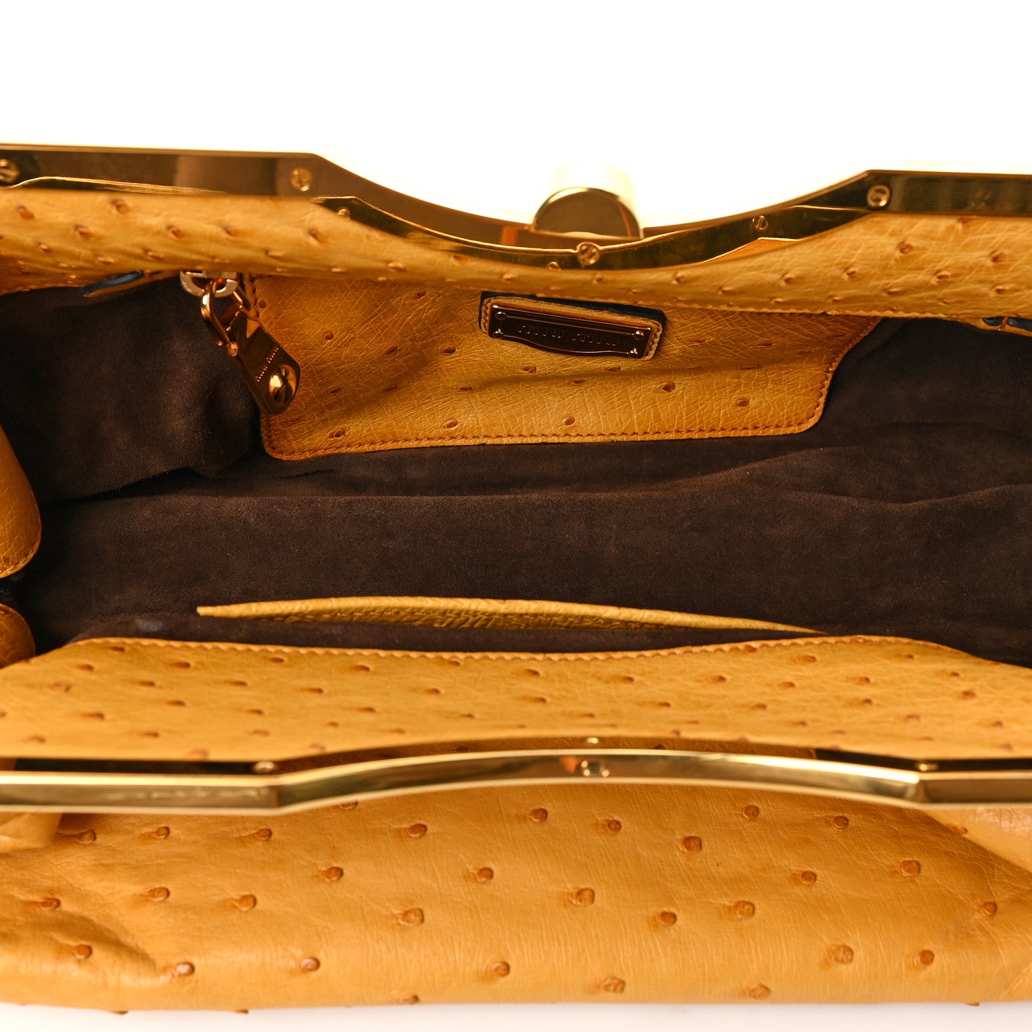 Miu Miu Ostrich Frame Shoulder Bag Yellow 4 of 6