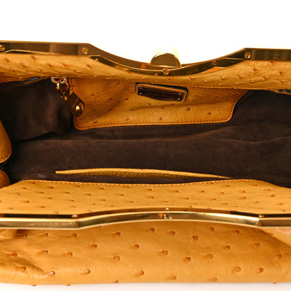 Miu Miu Ostrich Frame Shoulder Bag Yellow 4 of 6