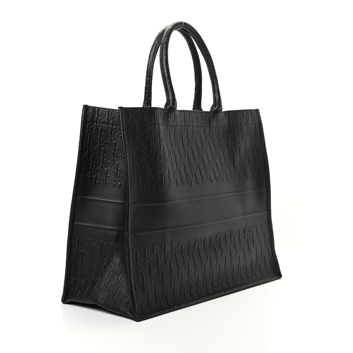 Oblique Calfskin Embossed Book Tote Black