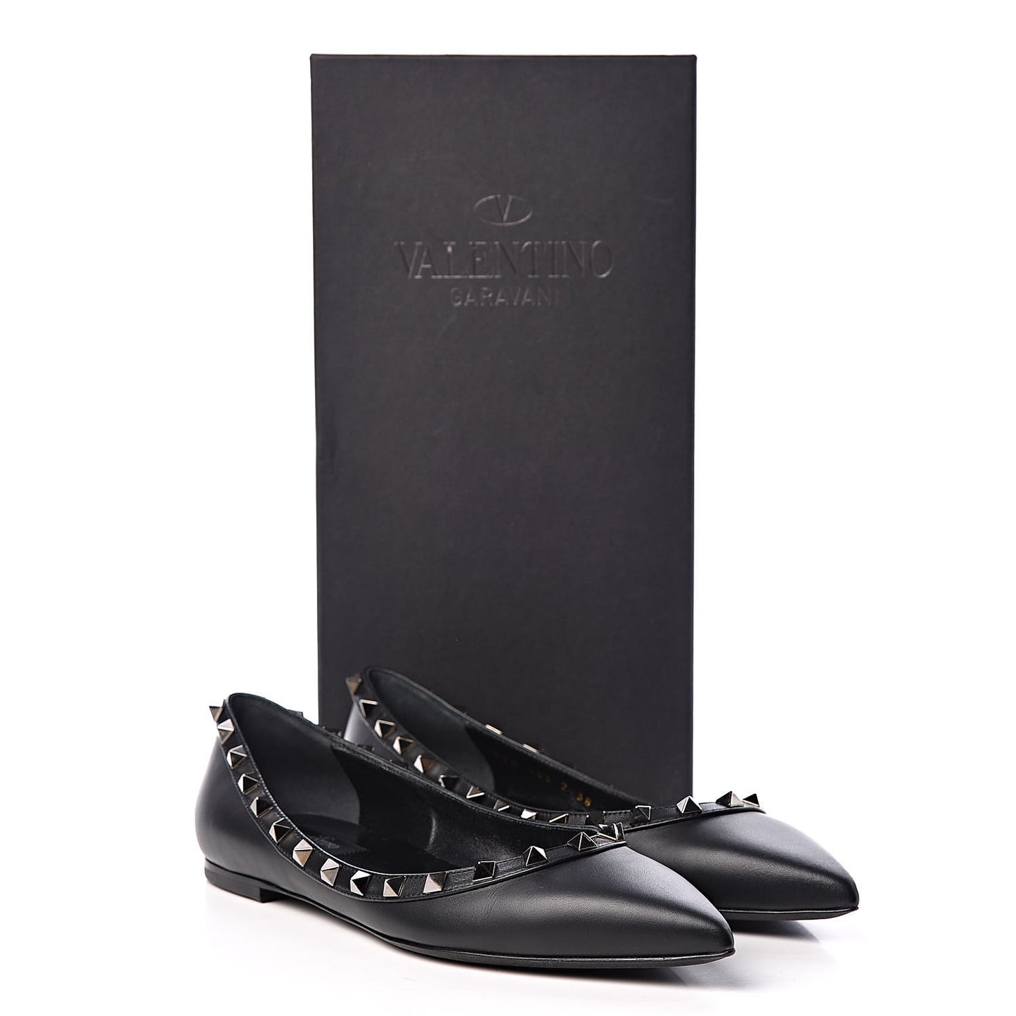 Nappa Rockstud Ballerina Flats 38 Black