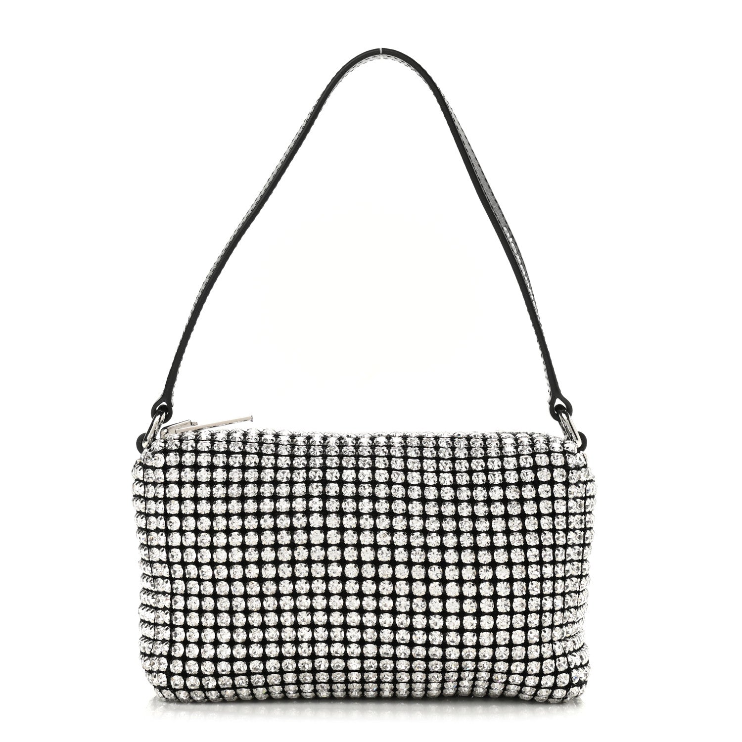 Alexander Wang Mesh Crystal Rhinestone Mini Heiress Pouch Black Silver 2 of 17