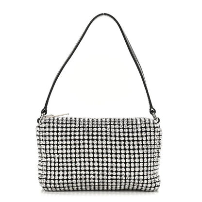 Alexander Wang Mesh Crystal Rhinestone Mini Heiress Pouch Black Silver 2 of 17
