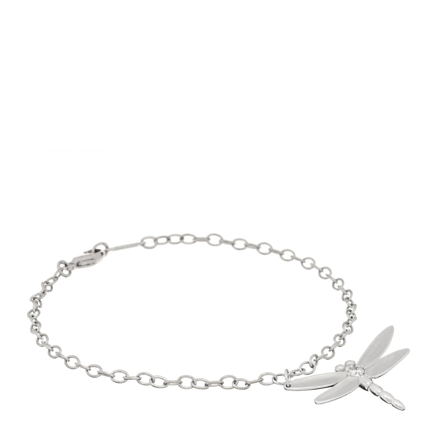 Tiffany 18K White Gold Diamond Dragonfly Charm Bracelet 1 of 4