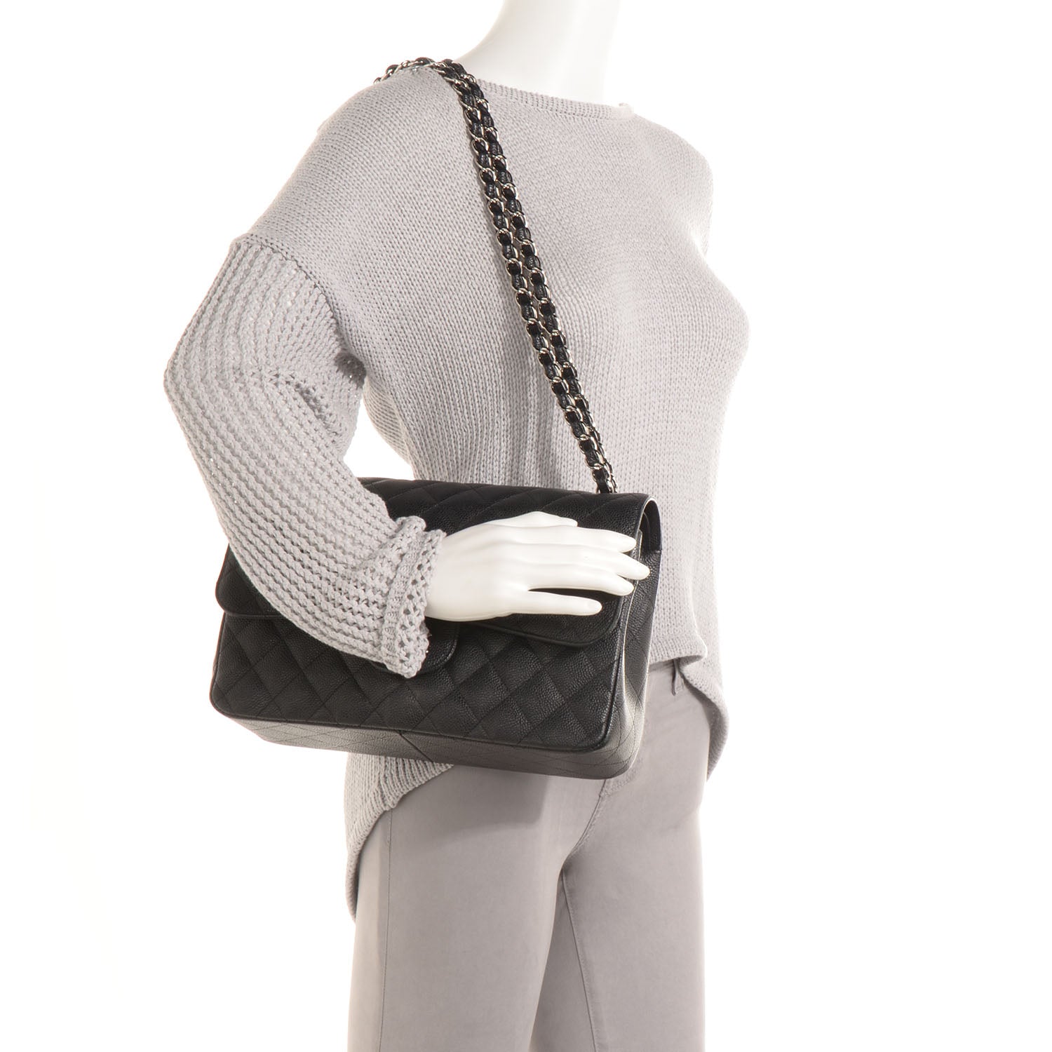 Chanel Caviar Quilted Jumbo Double Flap Black 2 of 8