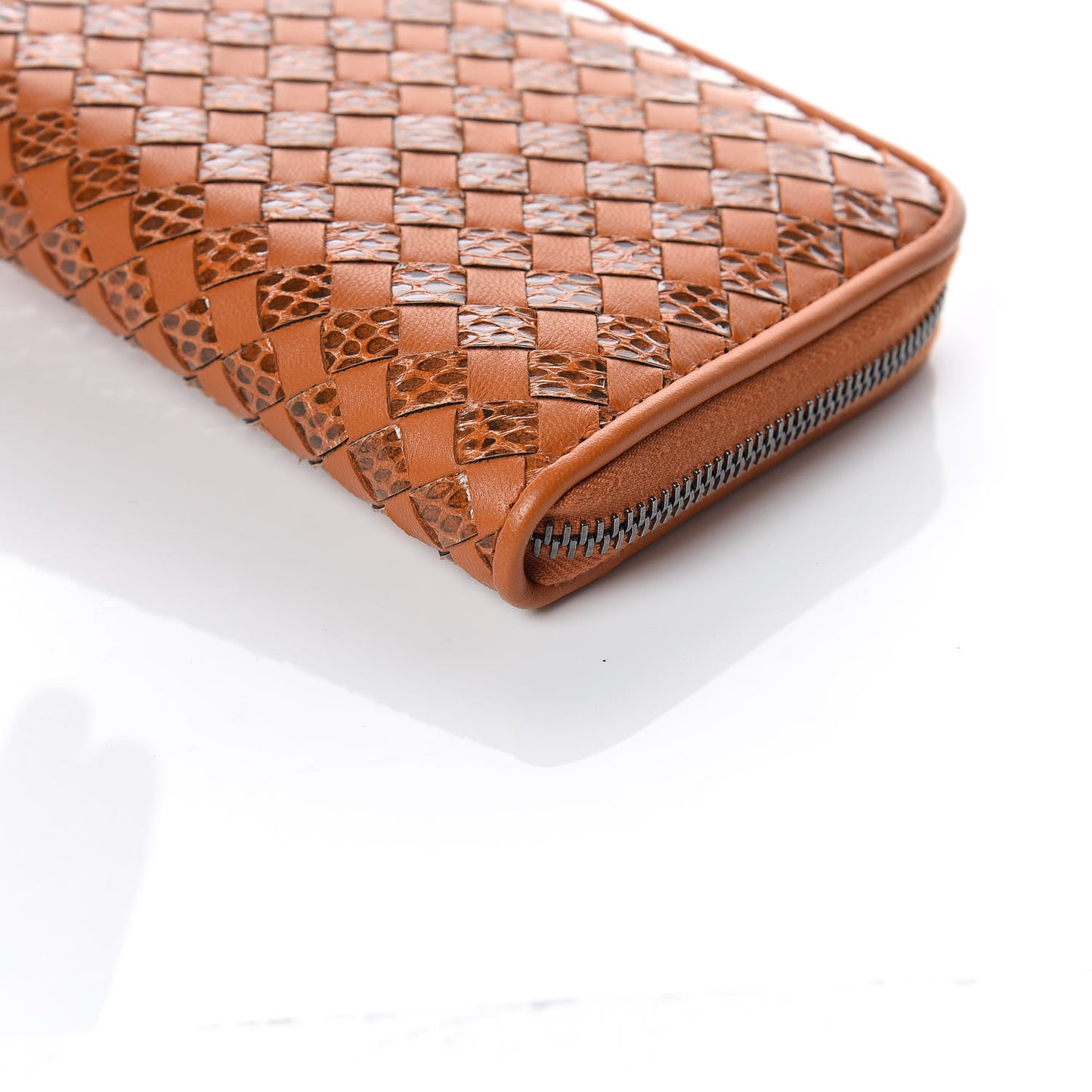 Ayers Livrea Intrecciato Zip Around Wallet Brown
