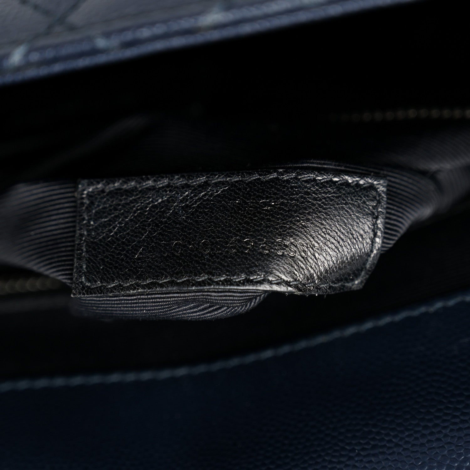 Saint Laurent Grain De Poudre Textured Mixed Matelasse Large Triquilt Monogram Satchel Deep Marine 7 of 10