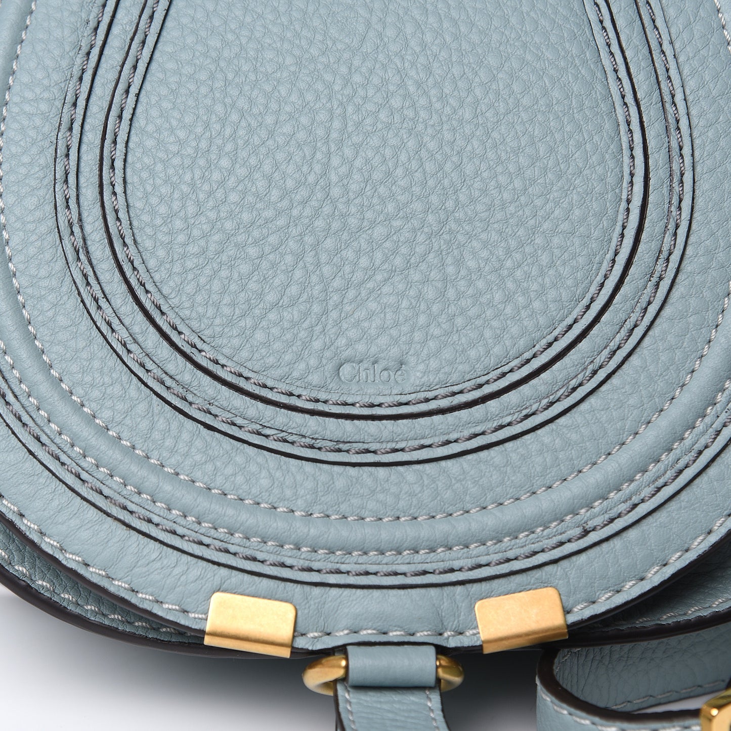 Calfskin Mini Marcie Round Crossbody Bag Faded Blue