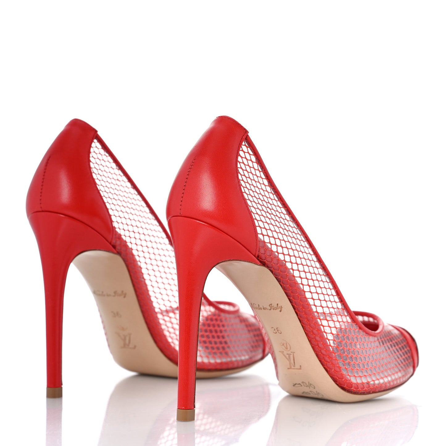 Calfskin Mesh PVC Urban Twist Pumps 36 Red