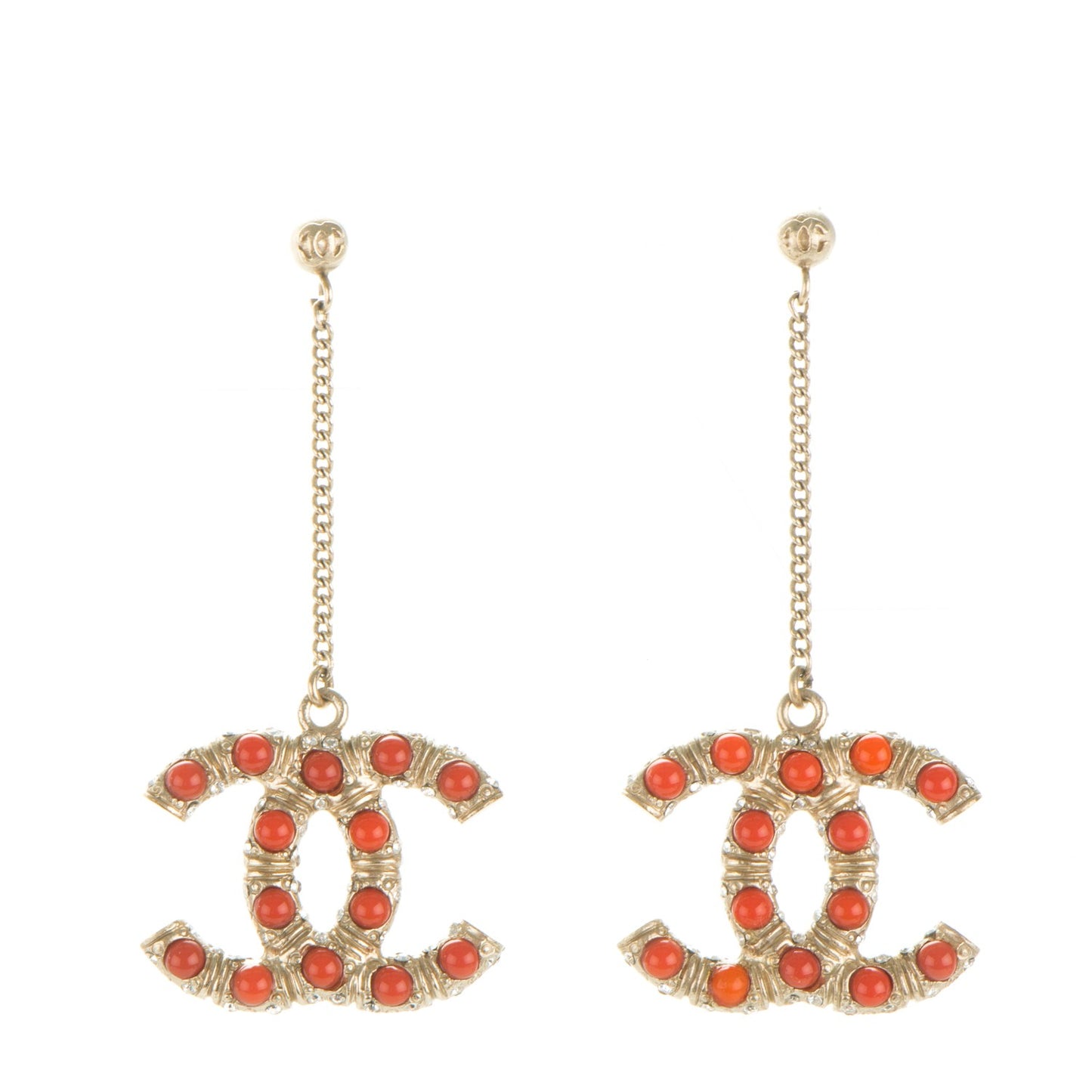 Enamel CC Dangle Earrings Gold