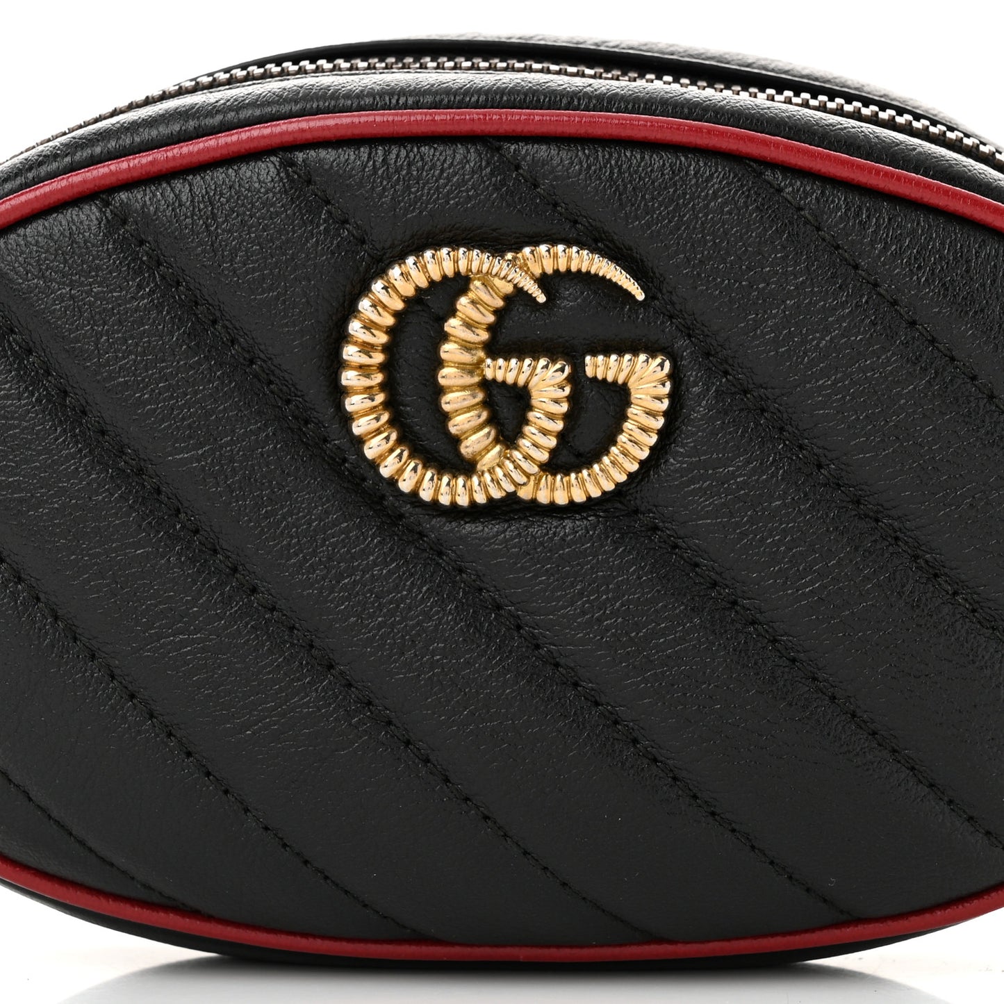 Azalea Calfskin Matelasse Diagonal Torchon GG Marmont Belt Bag 75 30 Black Romantic Cerise