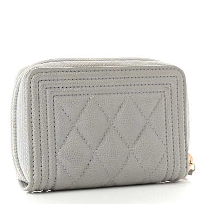 Chanel Caviar Quilted Boy Zip Around Coin Purse Wallet Grey 3 of 8