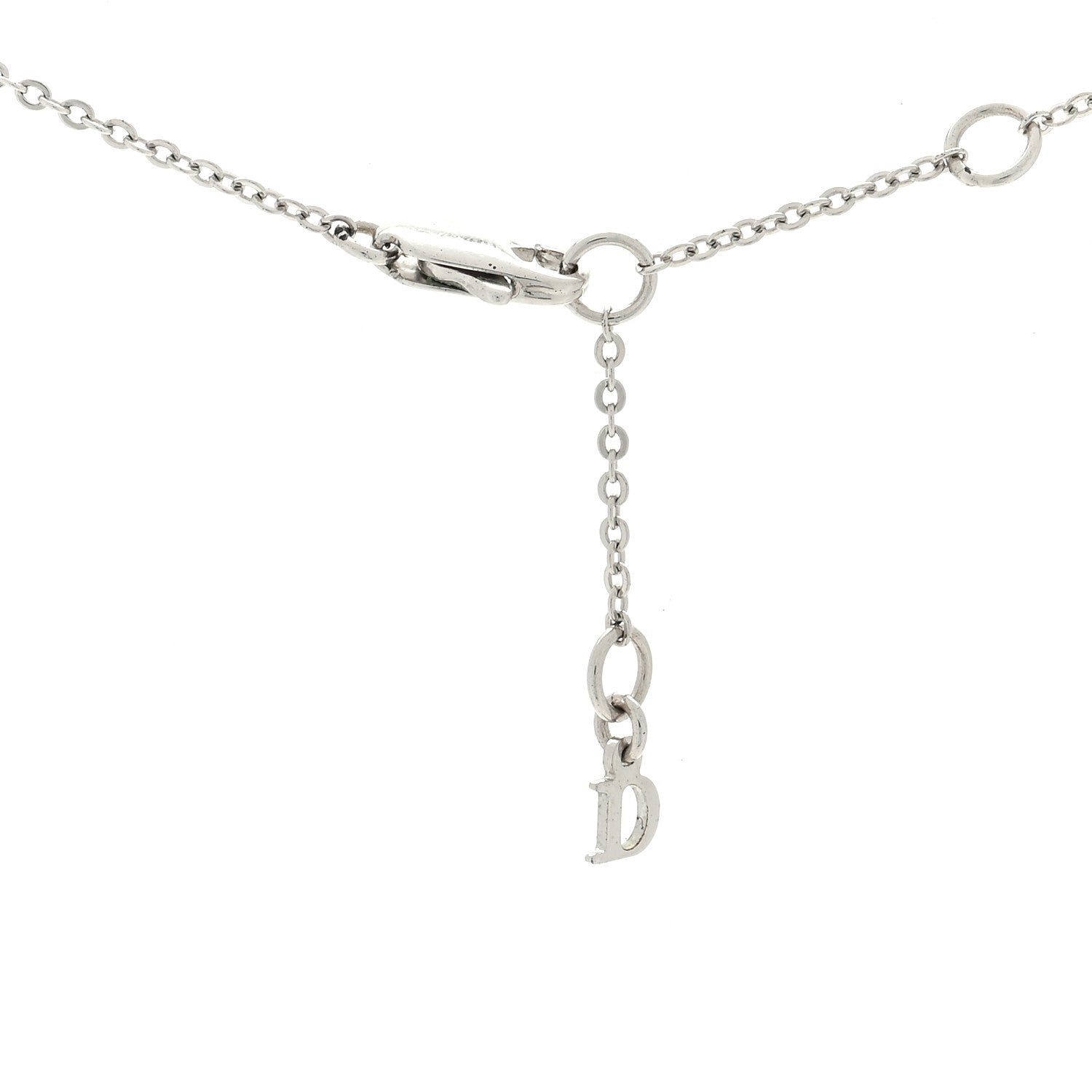 Christian Dior Crystal Logo Necklace Silver 4 of 4