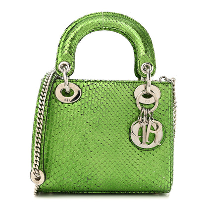 Christian Dior Metallic Snakeskin Mini Lady Dior Green 1 of 20