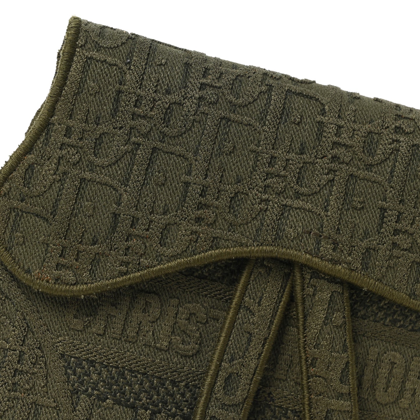 Oblique Embroidered Slim Saddle Belt Pouch Green