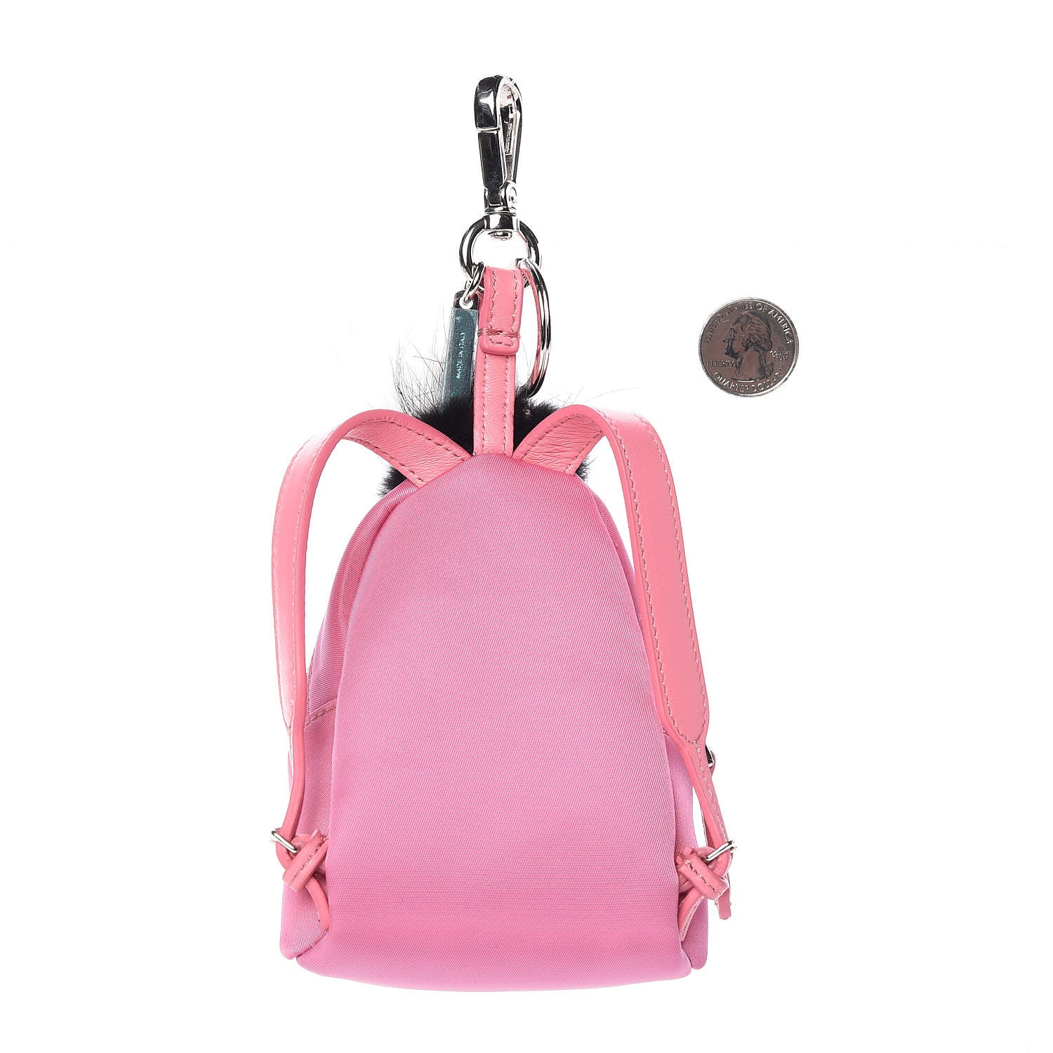Fendi Nylon Shiny Nappa Nutria Fox Fur Monster Eyes Mini Backpack Charm Lollypop Rosa Fluo Multicolor 2 of 6