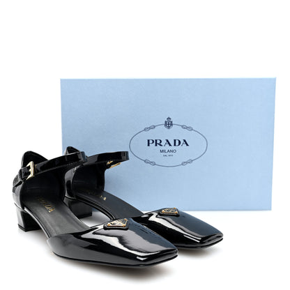 Prada Patent Triangle Squared Toe 35mm Pumps 39 Black 8 of 8