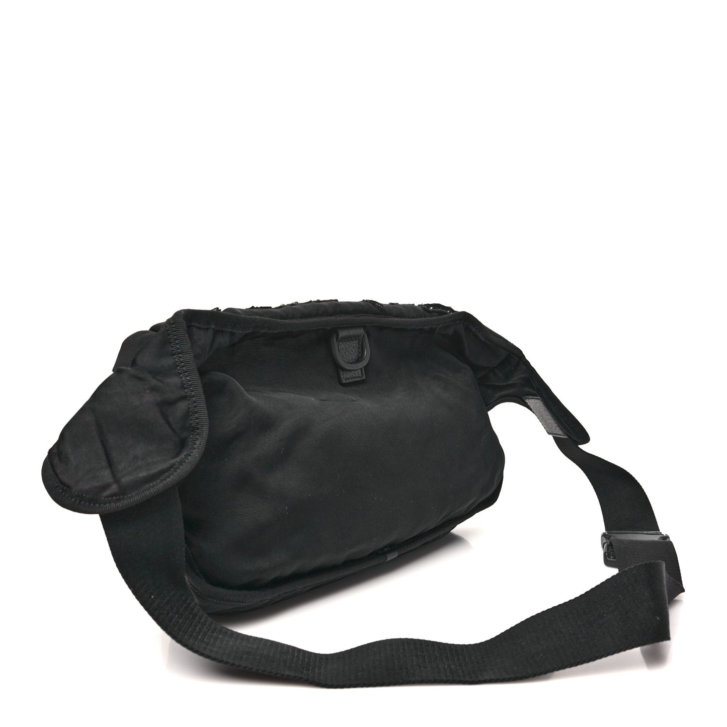 Nylon Retro Patch Convertible Belt Bag Black