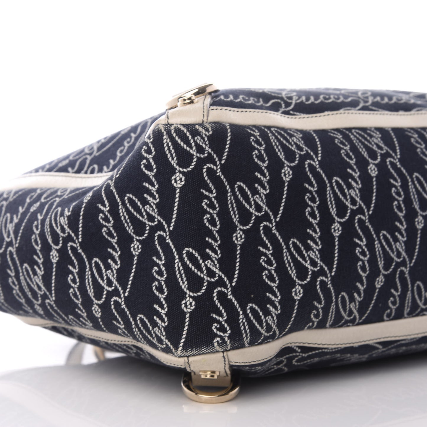 Canvas Print Large Abbey Tote Navy Off White