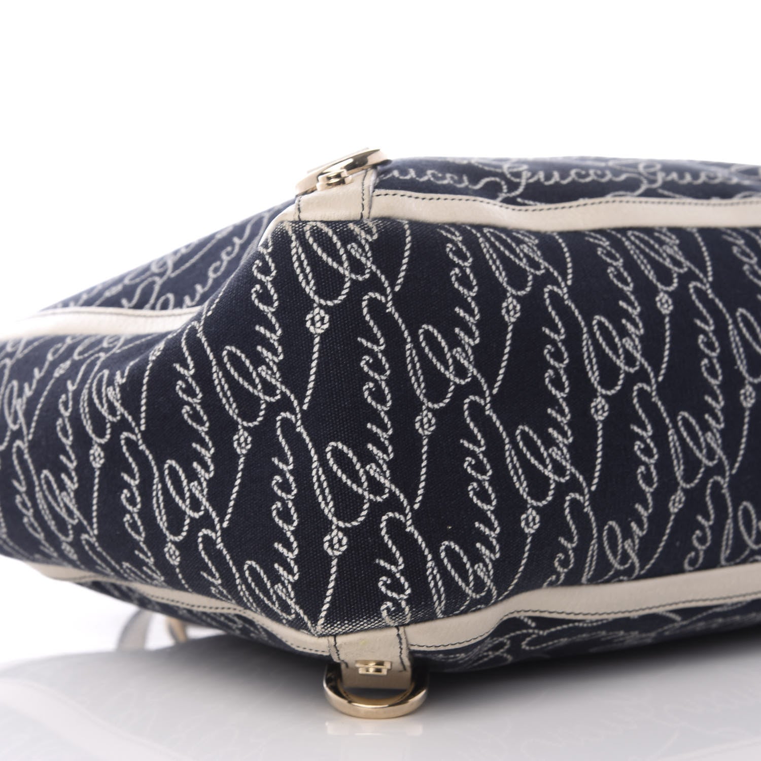 Gucci Canvas Print Large Abbey Tote Navy Off White 7 of 9