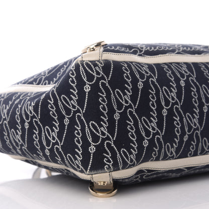 Gucci Canvas Print Large Abbey Tote Navy Off White 7 of 9