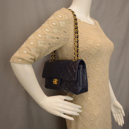 Chanel Lambskin Small Double Flap Navy 2 of 10