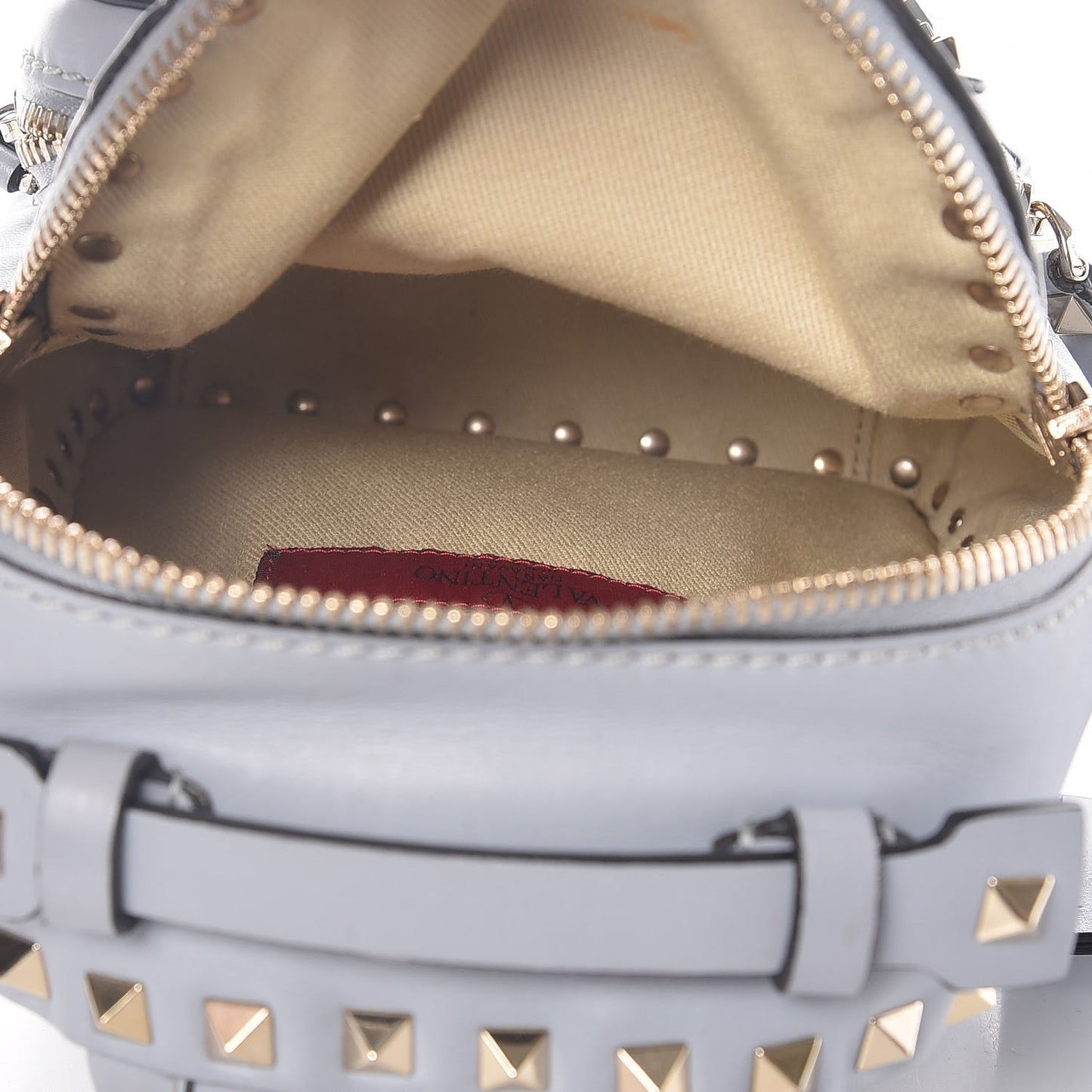Calfskin Mini Rockstud Backpack Light Blue