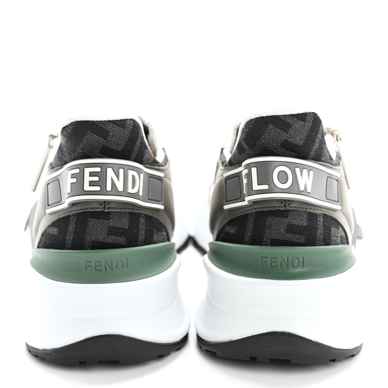 Fendi Vitello Fabric Jacquard FF Mens Fendi Flow Low Top Sneakers 9 Ultra White Grigio Black Argilla 5 of 13