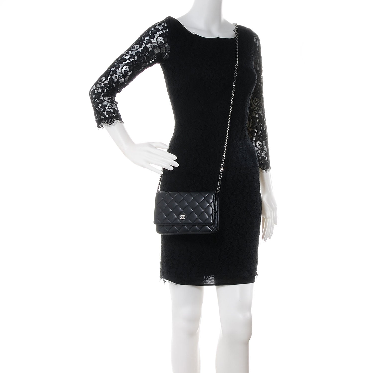 Chanel Lambskin Quilted Wallet On Chain Black 2 of 9