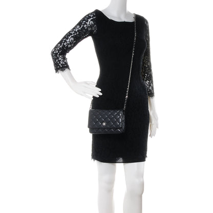 Chanel Lambskin Quilted Wallet On Chain Black 2 of 9