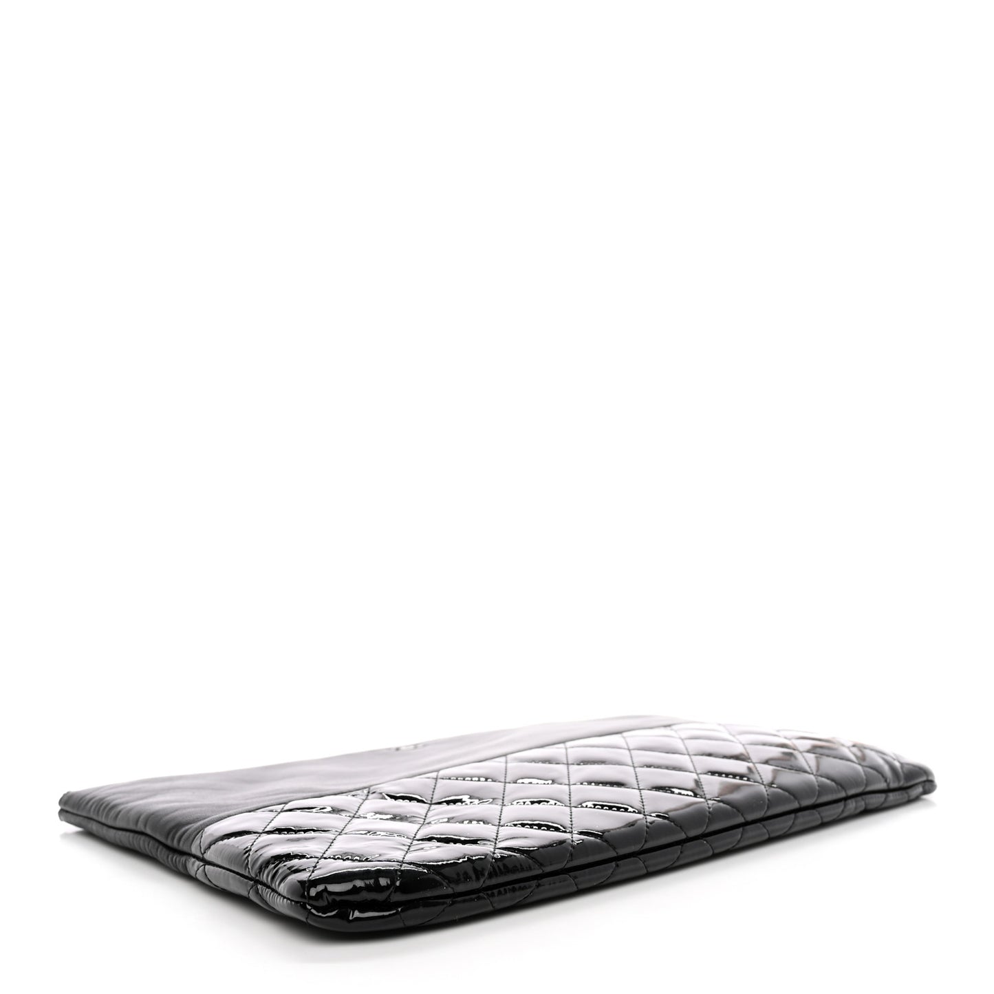 Lambskin Patent Quilted Large Cosmetic Case Black