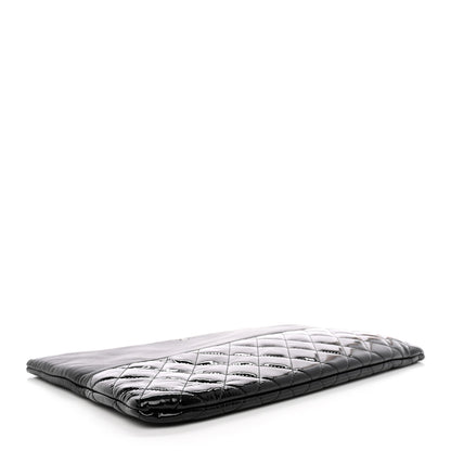 Chanel Lambskin Patent Quilted Large Cosmetic Case Black 4 of 11