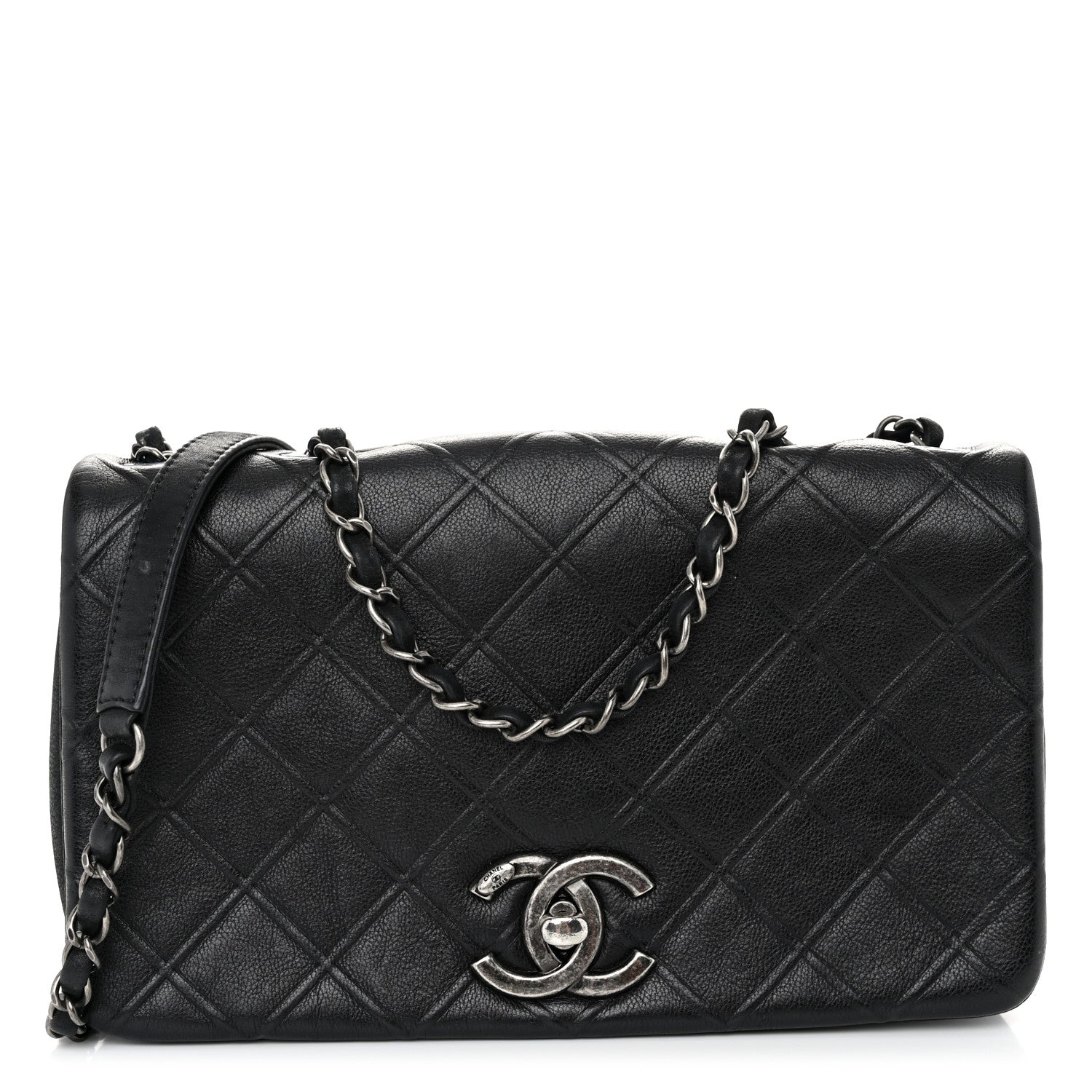 Chanel Calfskin Diamond Embossed New Chic Flap Black 1 of 11