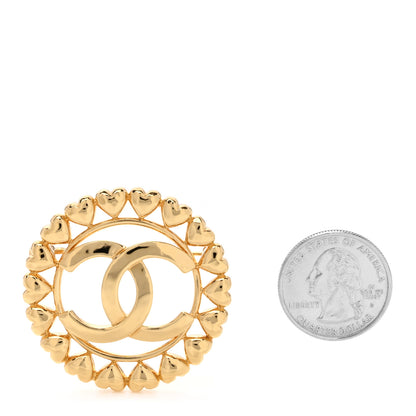 Chanel Metal CC Heart Brooch Gold 3 of 4
