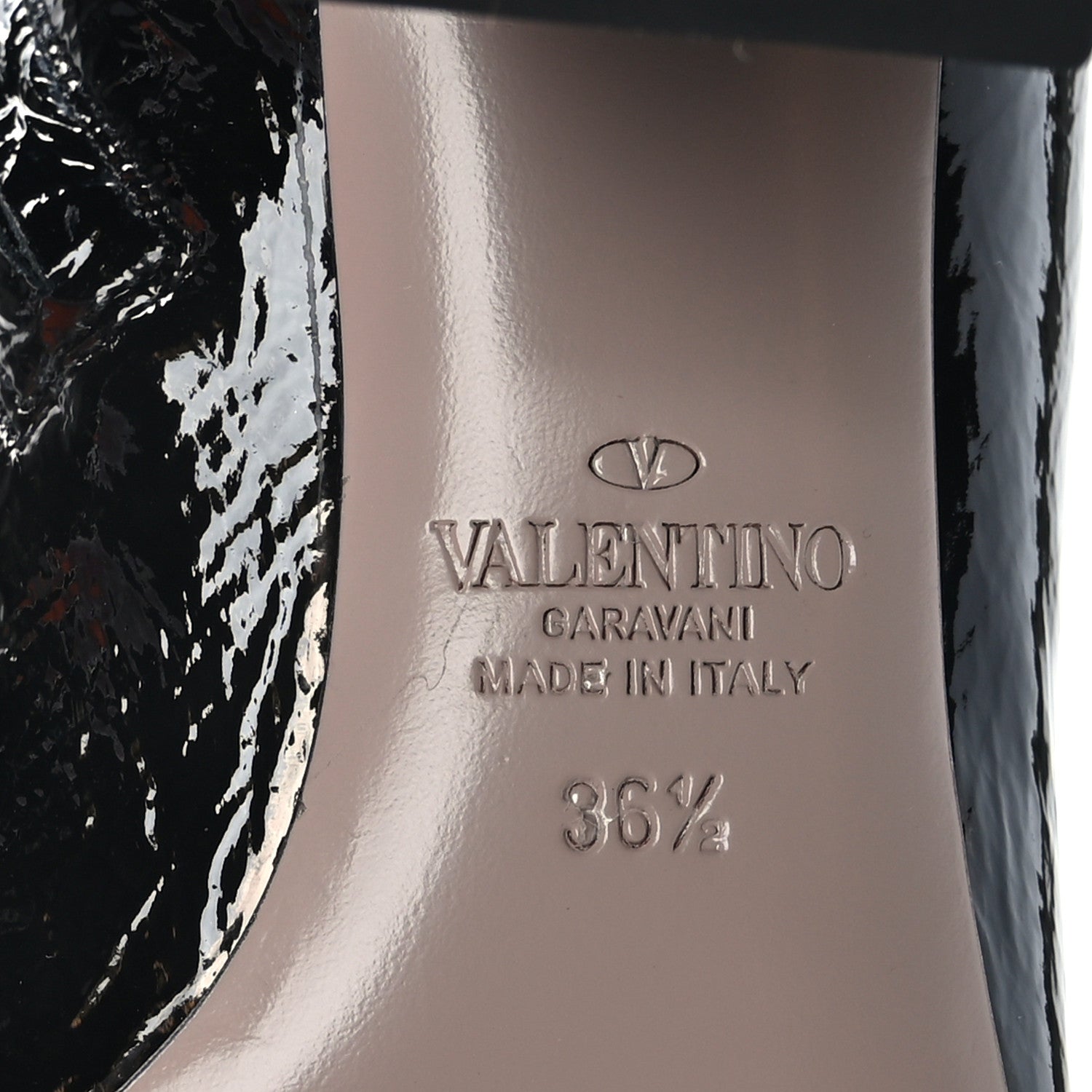 Valentino Garavani Crinkled Patent Ankle Boots 36.5 Black 8 of 8