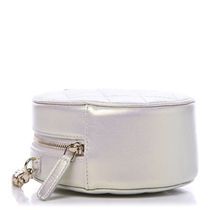 Chanel Iridescent Lambskin Quilted Round Clutch With Chain Ivory 4 of 11
