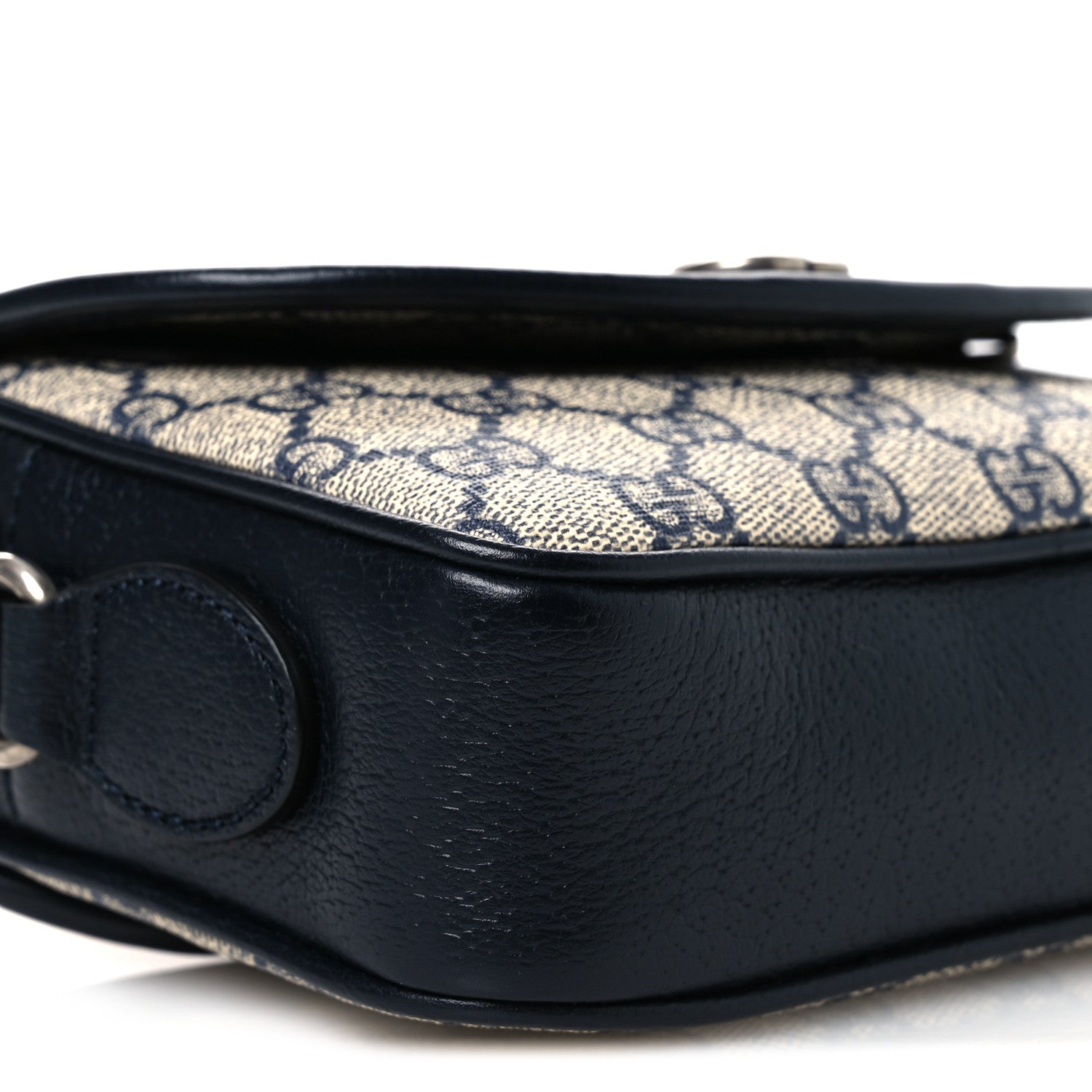 Gucci GG Supreme Monogram Textured Dollar Calfskin Mini Ophidia Flap Shoulder Bag Beige Blue 9 of 10
