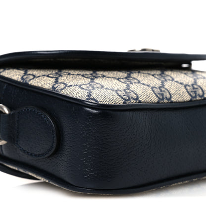 Gucci GG Supreme Monogram Textured Dollar Calfskin Mini Ophidia Flap Shoulder Bag Beige Blue 9 of 10