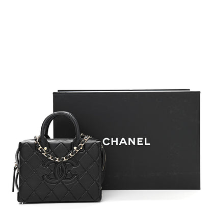 Chanel Calfskin Quilted Small Studded Square Vanity Case Black 11 of 11