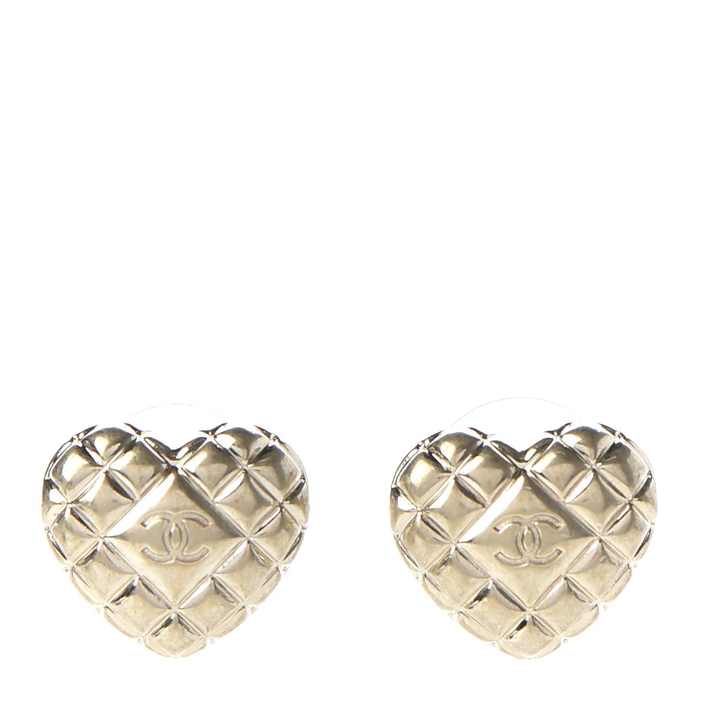 Quilted CC Heart Earrings Gold