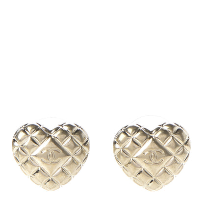 Chanel Quilted CC Heart Earrings Gold 1 of 5
